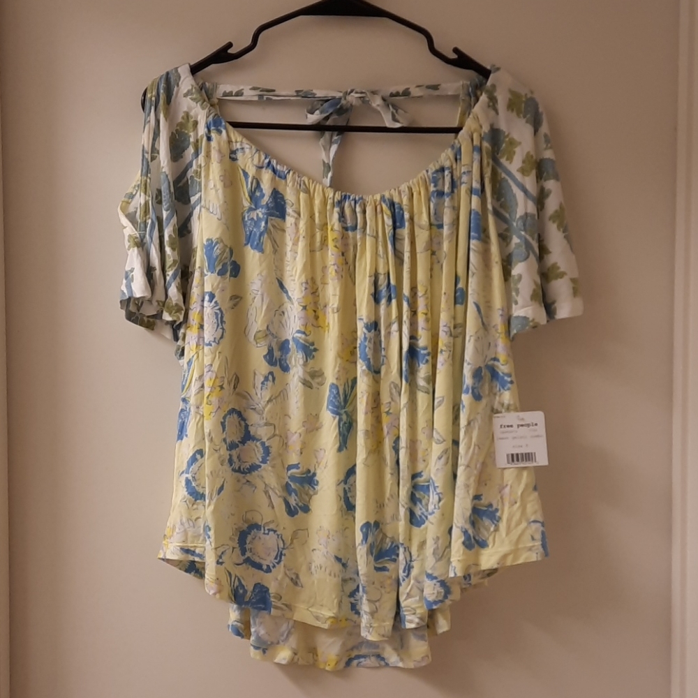 NWT, Free People Baja Babe in Lemon Gelato Top
